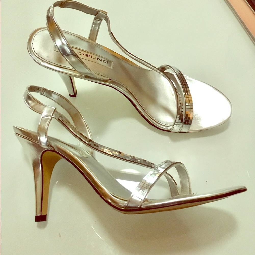Silver mirrored shoe sandal Like New-Really! 8.5